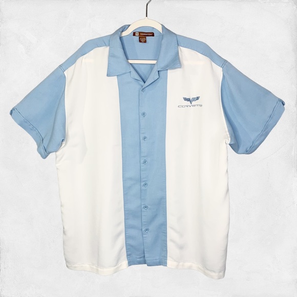 Harriton Other - Harriton Corvette button down shirt 2XL blue & white Bedford corduroy camp shirt